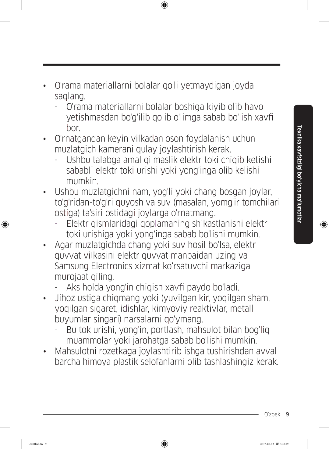 Samsung RR39M7140SA/WT manual Ozbek  